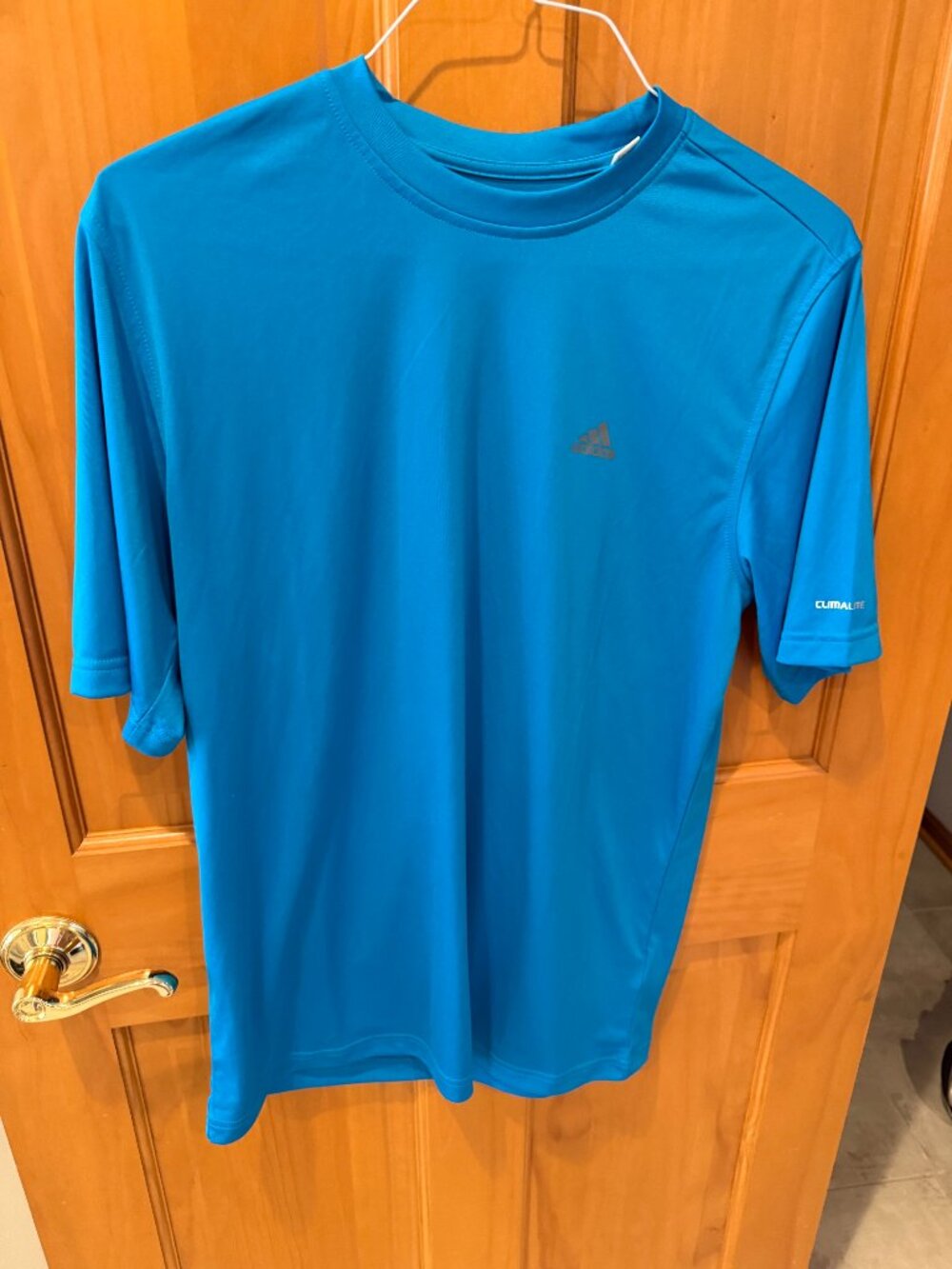 Adidas Athletic Shirt Short Sleeve ClimaLite Workout Blue Medium